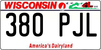 WI license plate 380PJL