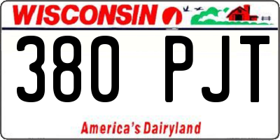 WI license plate 380PJT