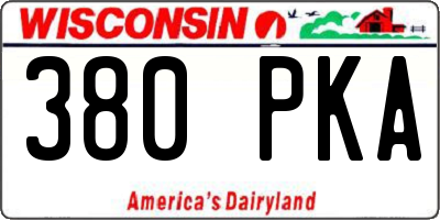 WI license plate 380PKA