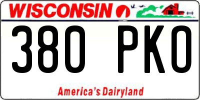 WI license plate 380PKO