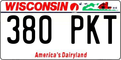 WI license plate 380PKT