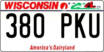 WI license plate 380PKU