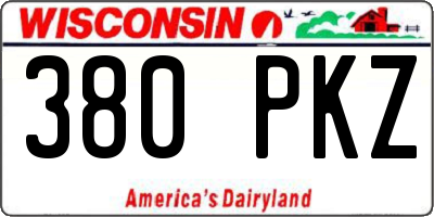 WI license plate 380PKZ