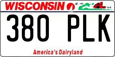 WI license plate 380PLK