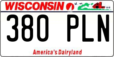 WI license plate 380PLN