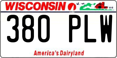 WI license plate 380PLW