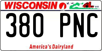 WI license plate 380PNC