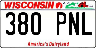 WI license plate 380PNL