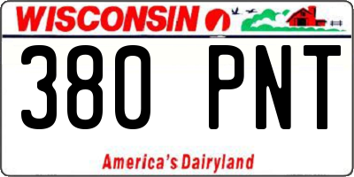 WI license plate 380PNT