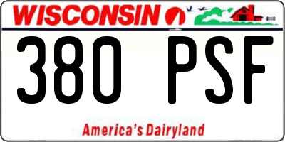 WI license plate 380PSF