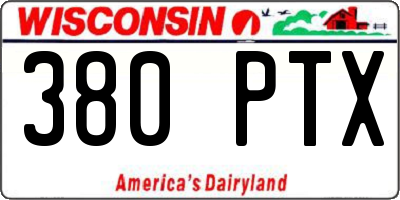 WI license plate 380PTX