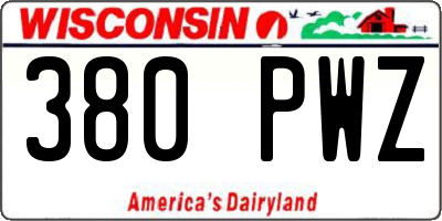 WI license plate 380PWZ