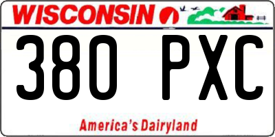 WI license plate 380PXC