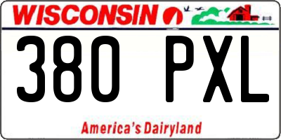 WI license plate 380PXL