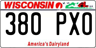 WI license plate 380PXO
