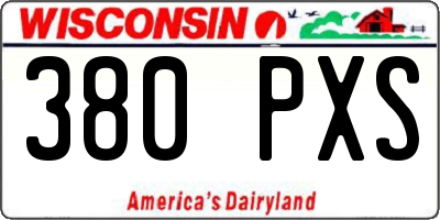 WI license plate 380PXS
