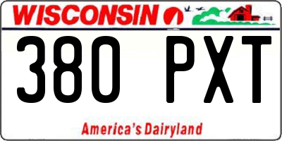 WI license plate 380PXT