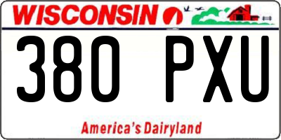 WI license plate 380PXU
