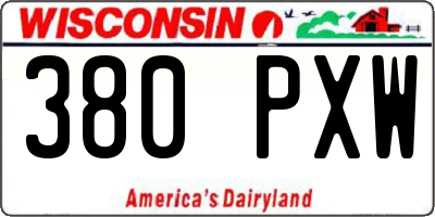 WI license plate 380PXW