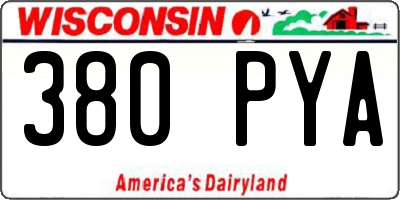 WI license plate 380PYA