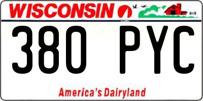 WI license plate 380PYC