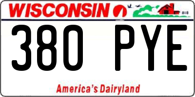 WI license plate 380PYE
