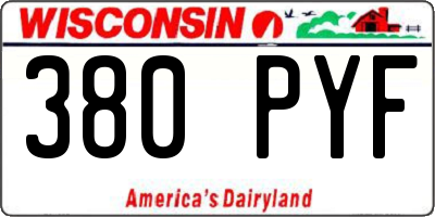 WI license plate 380PYF