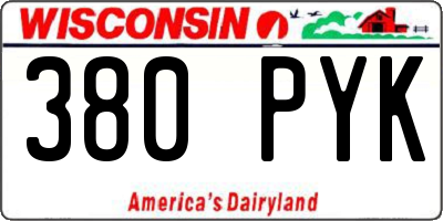 WI license plate 380PYK