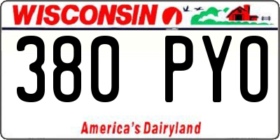 WI license plate 380PYO