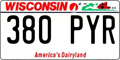WI license plate 380PYR