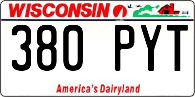 WI license plate 380PYT