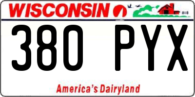 WI license plate 380PYX