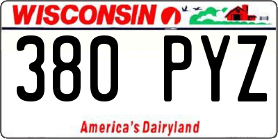 WI license plate 380PYZ