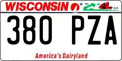 WI license plate 380PZA