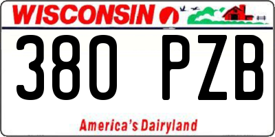 WI license plate 380PZB