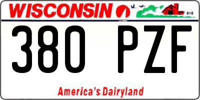 WI license plate 380PZF