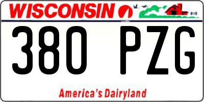 WI license plate 380PZG