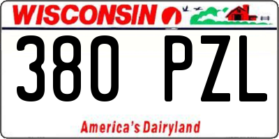 WI license plate 380PZL