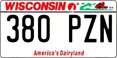 WI license plate 380PZN