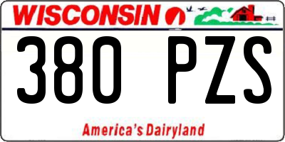 WI license plate 380PZS