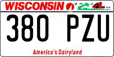 WI license plate 380PZU