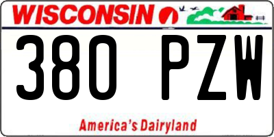 WI license plate 380PZW
