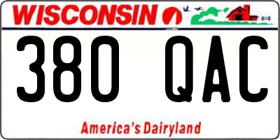 WI license plate 380QAC