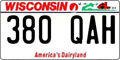 WI license plate 380QAH