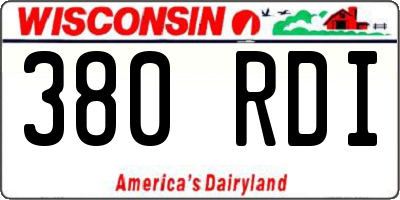 WI license plate 380RDI