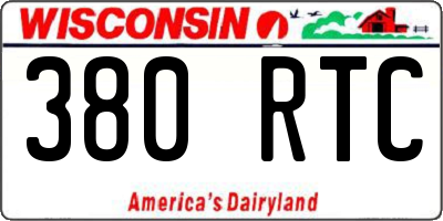 WI license plate 380RTC