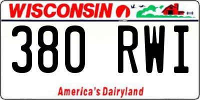 WI license plate 380RWI