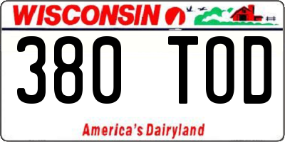 WI license plate 380TOD