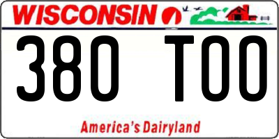 WI license plate 380TOO