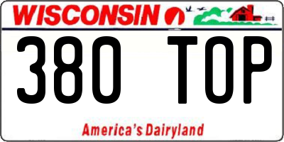 WI license plate 380TOP